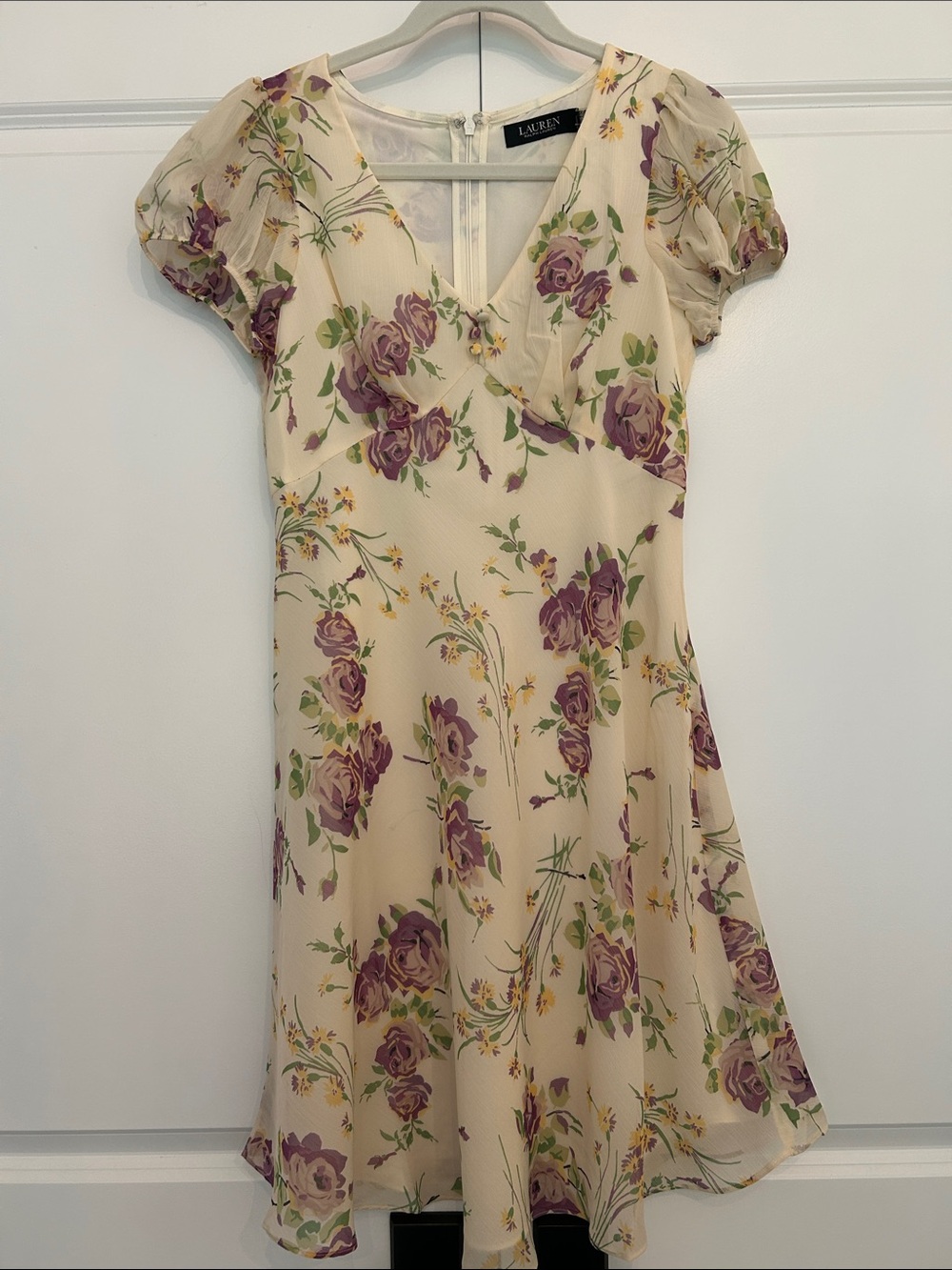 Ralph Lauren Cream Dress with Purple Floral Print